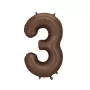 Μπαλόνι Αριθμός 3 καφέ σατινέ - 86εκ.