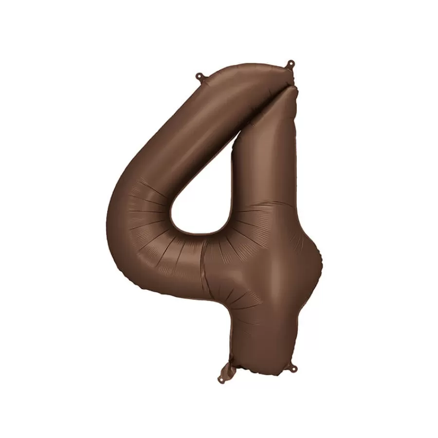 Μπαλόνι Αριθμός 4 καφέ σατινέ - 86εκ. Μπαλόνι Αριθμός 4 καφέ σατινέ - 86εκ.