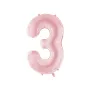 Μπαλόνι Αριθμός 3 ροζ παστέλ ματ - 86εκ.