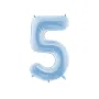 Μπαλόνι Αριθμός 5 σιέλ παστέλ ματ - 86εκ.