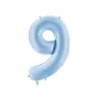 Μπαλόνι Αριθμός 9 σιέλ παστέλ ματ - 86εκ.
