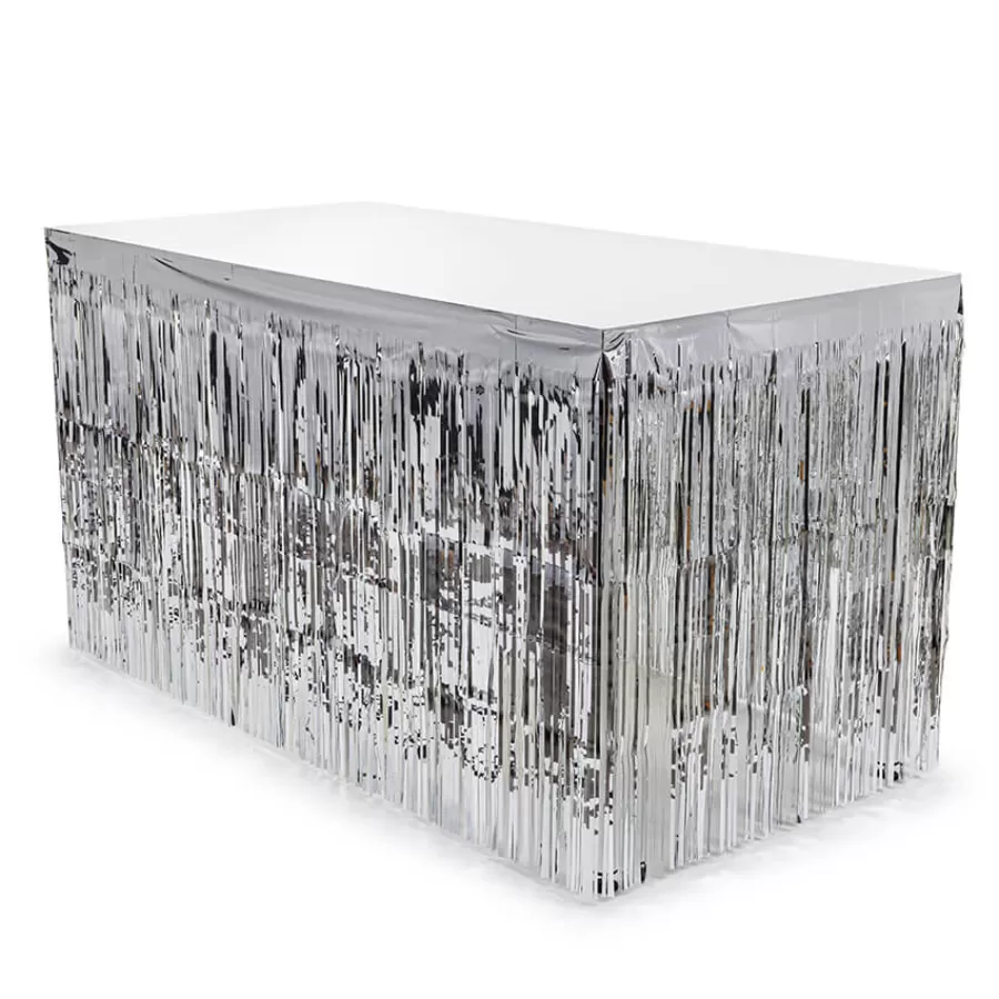 Κουρτίνα για το τραπέζι ασημί - 300x80εκ.