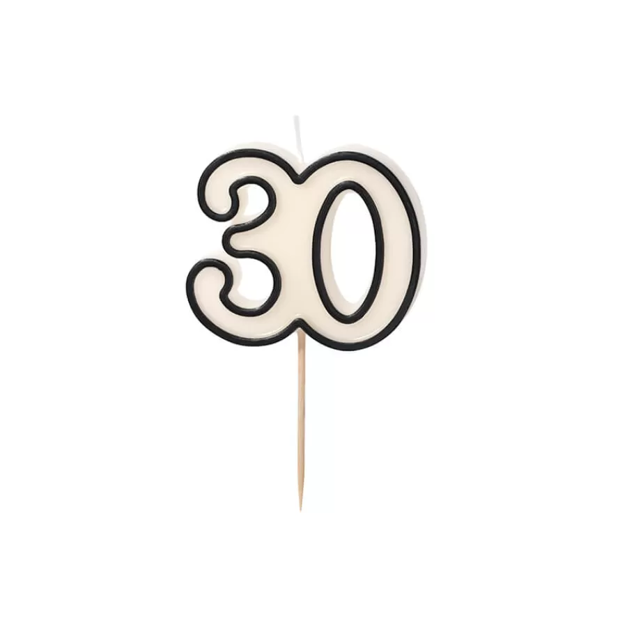 Κεράκι Αριθμός 30 κρεμ/μαύρο