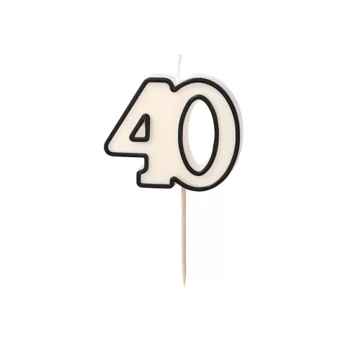 Κεράκι Αριθμός 40 κρεμ/μαύρο