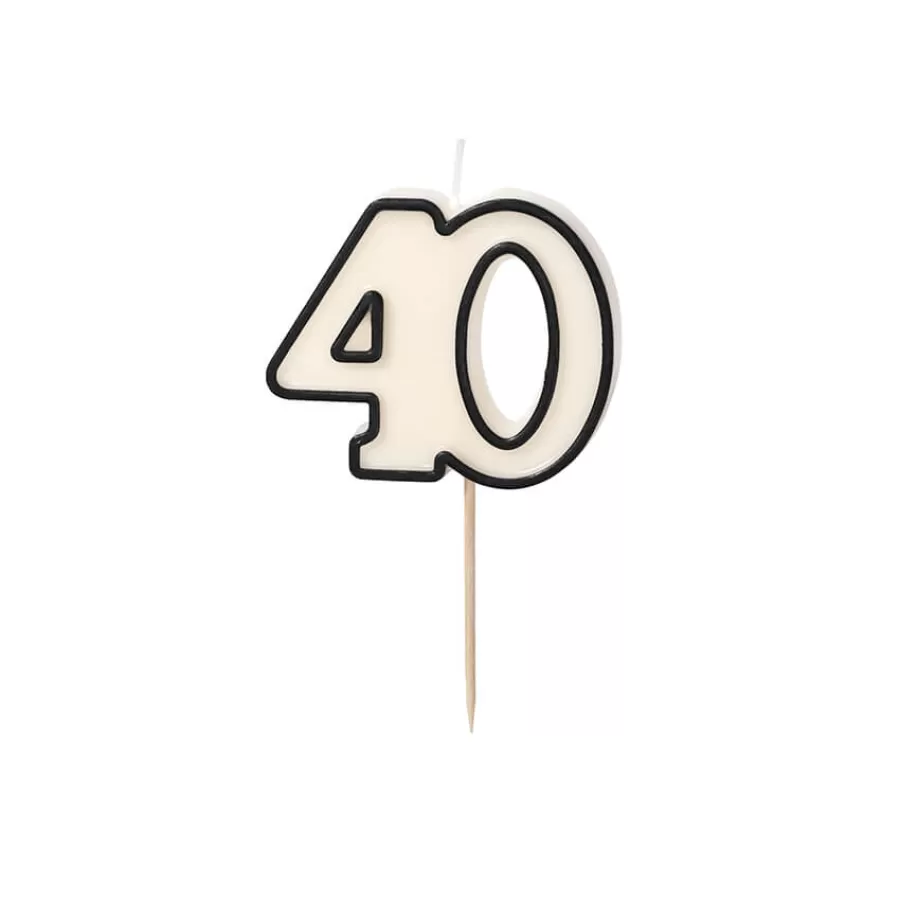 Κεράκι Αριθμός 40 κρεμ/μαύρο