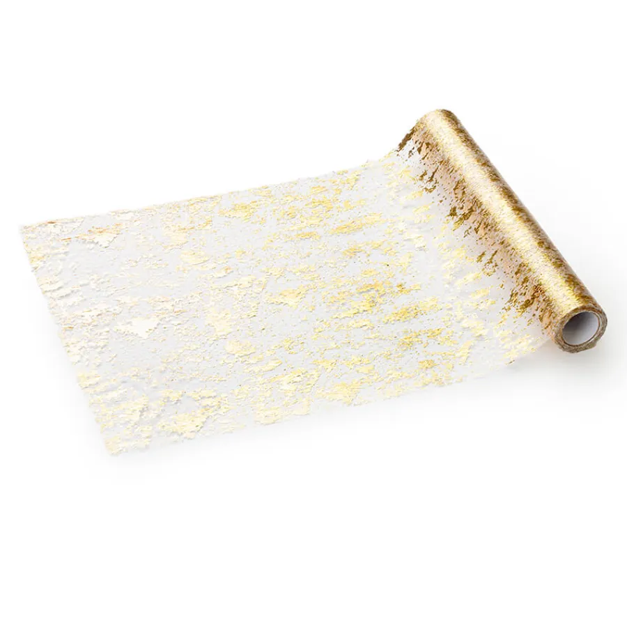 Runner τραπεζιού διχτυωτό με χρυσό τύπωμα