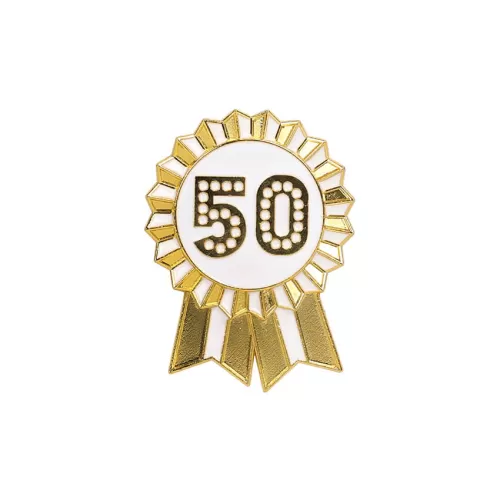 Καρφίτσα ροζέτα χρυσή 50α γενέθλια