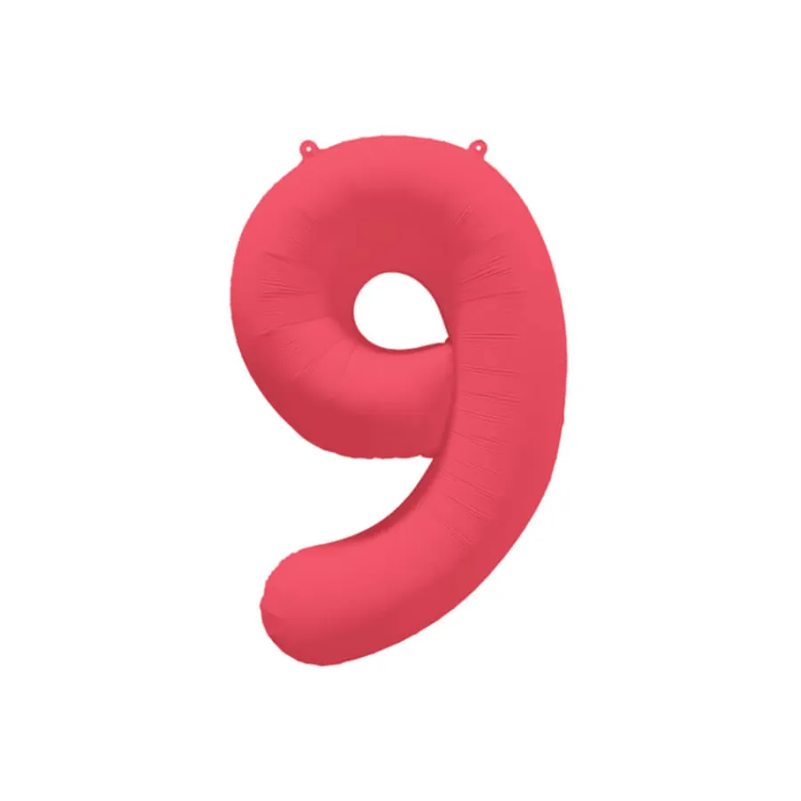 Μπαλόνι αριθμός 9 neon κοραλί - 86εκ.