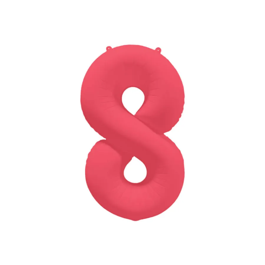 Μπαλόνι αριθμός 8 neon κοραλί - 86εκ.
