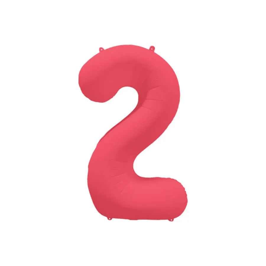 Μπαλόνι αριθμός 2 neon κοραλί - 86εκ.