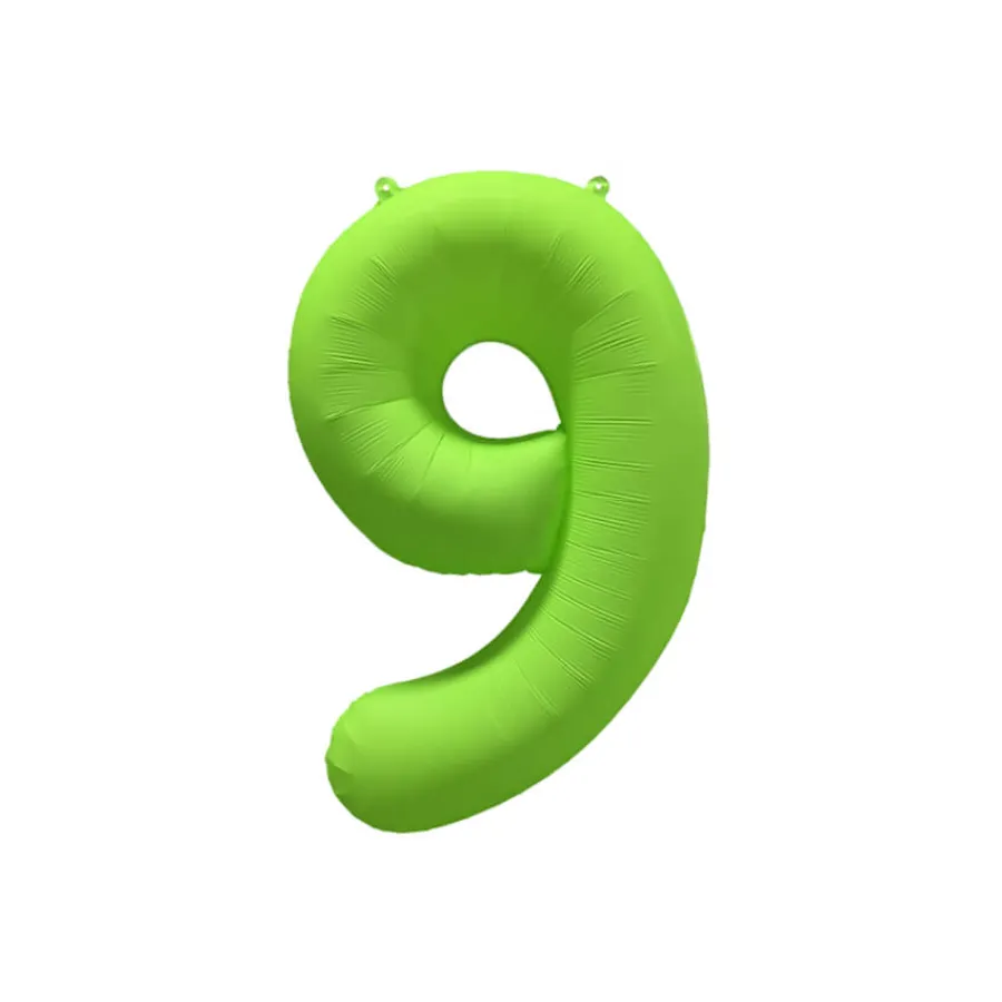 Μπαλόνι αριθμός 9 neon λαχανί - 86εκ.