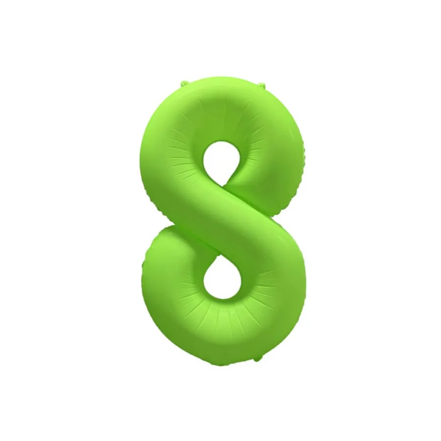 Μπαλόνι αριθμός 8 neon λαχανί - 86εκ.