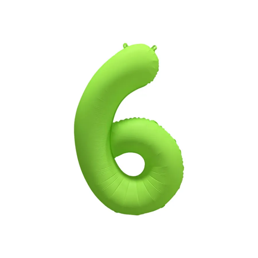 Μπαλόνι αριθμός 6 neon λαχανί - 86εκ.