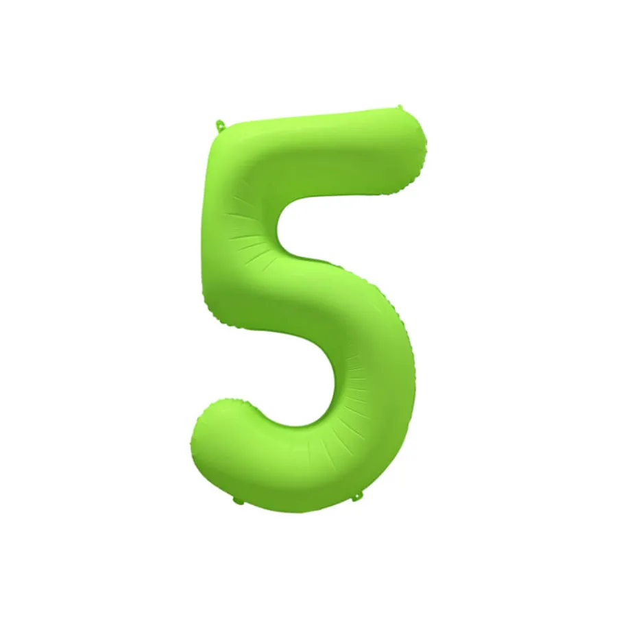 Μπαλόνι αριθμός 5 neon λαχανί - 86εκ.