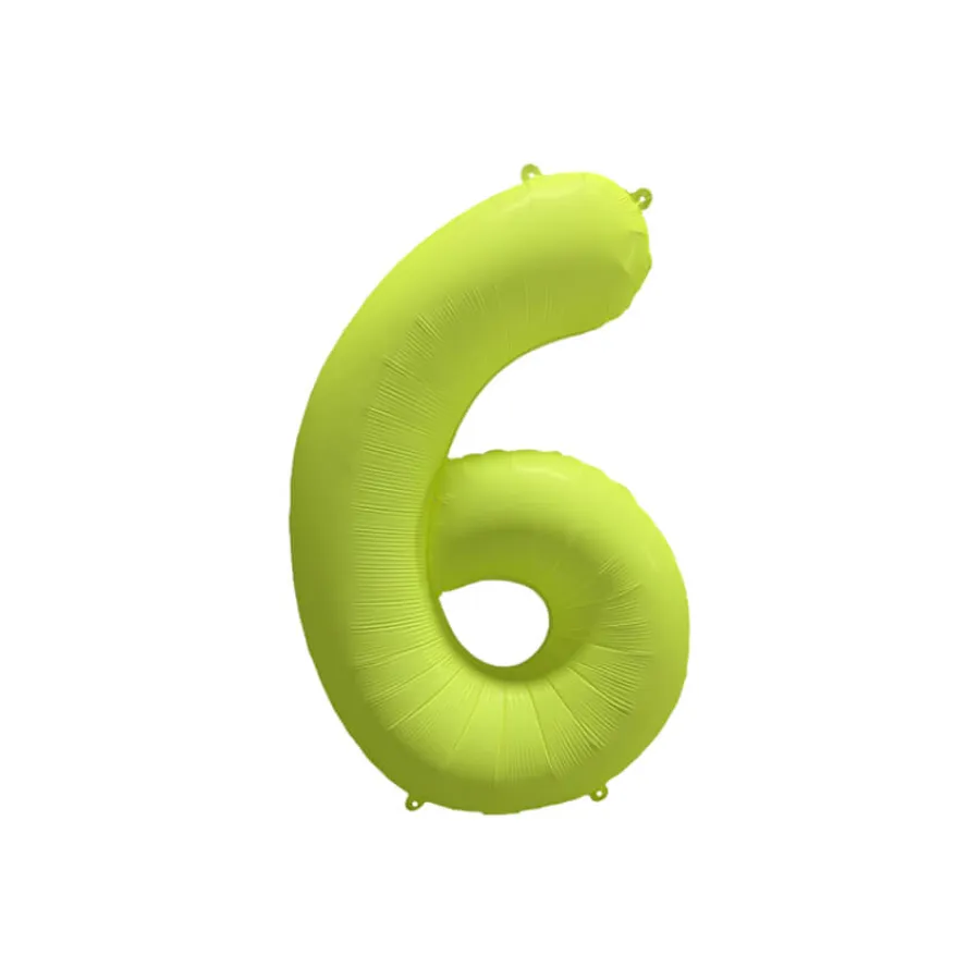 Μπαλόνι αριθμός 6 neon κίτρινο - 86εκ.