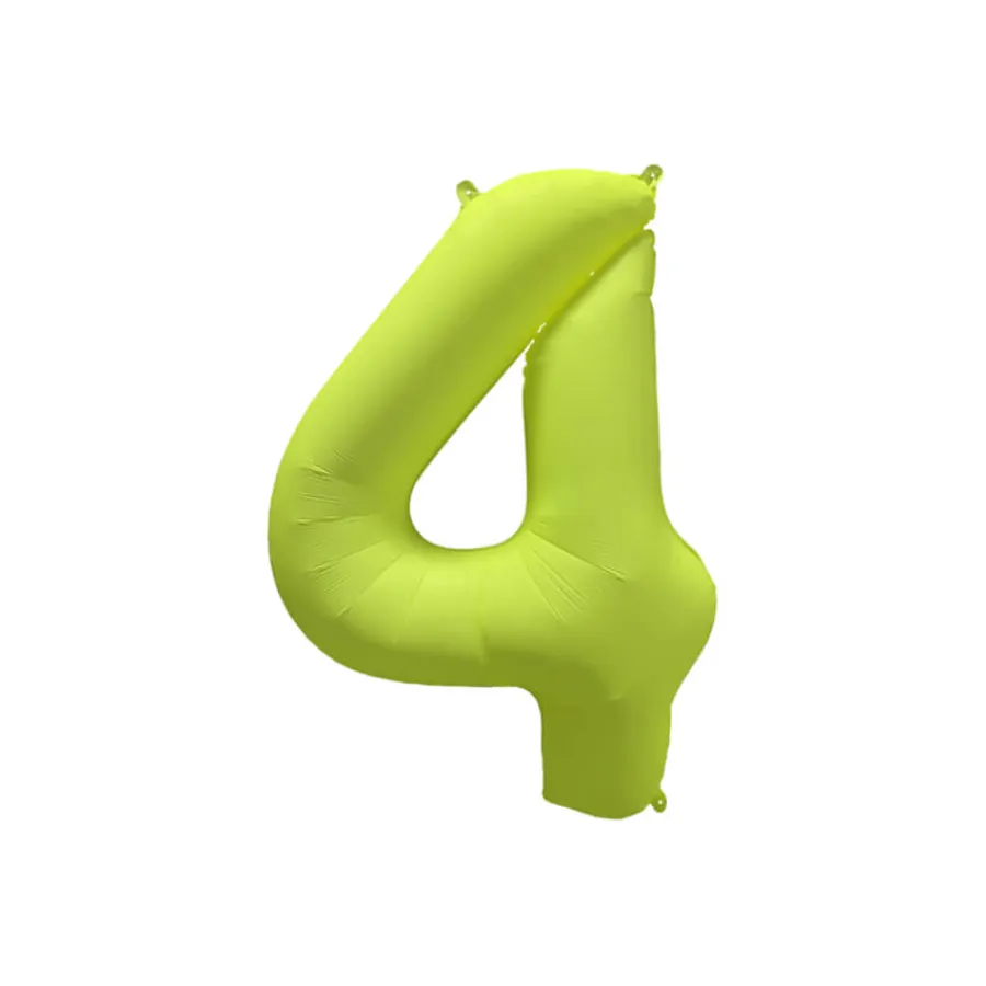 Μπαλόνι αριθμός 4 neon κίτρινο - 86εκ.