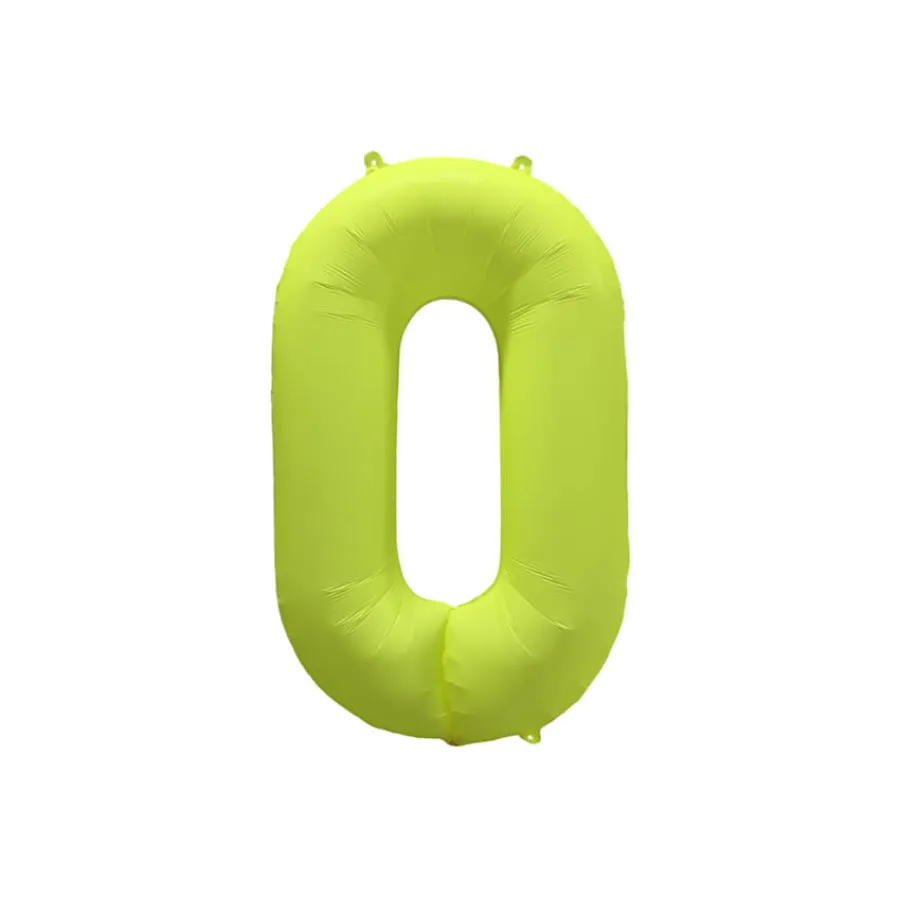Μπαλόνι αριθμός 0 neon κίτρινο - 86εκ.