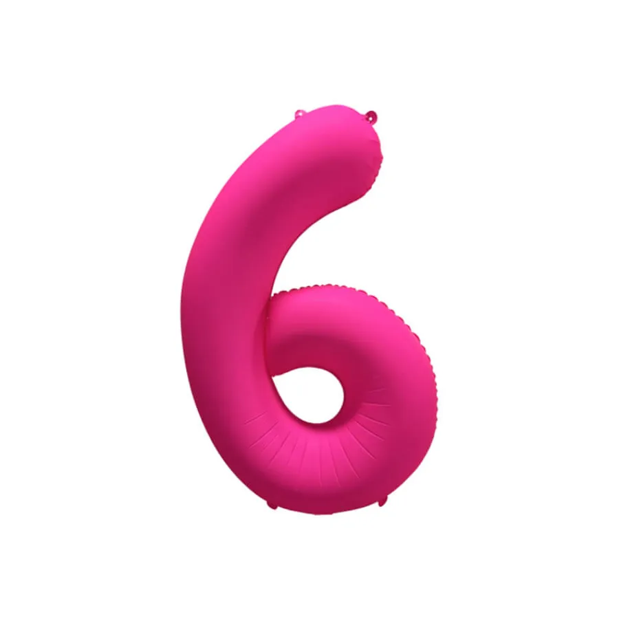 Μπαλόνι αριθμός 6 neon φούξια - 86εκ.