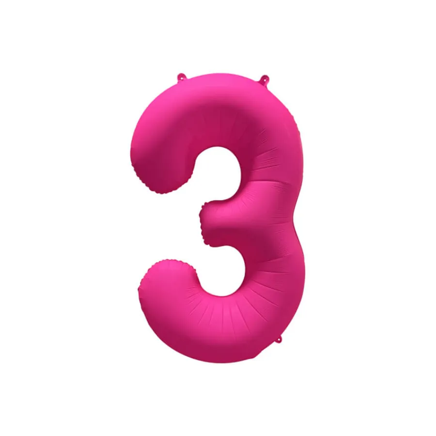 Μπαλόνι αριθμός 3 neon φούξια - 86εκ.