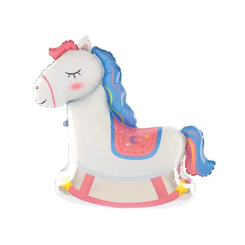 Μπαλόνι Κουνιστό Αλογάκι ροζ/σιέλ