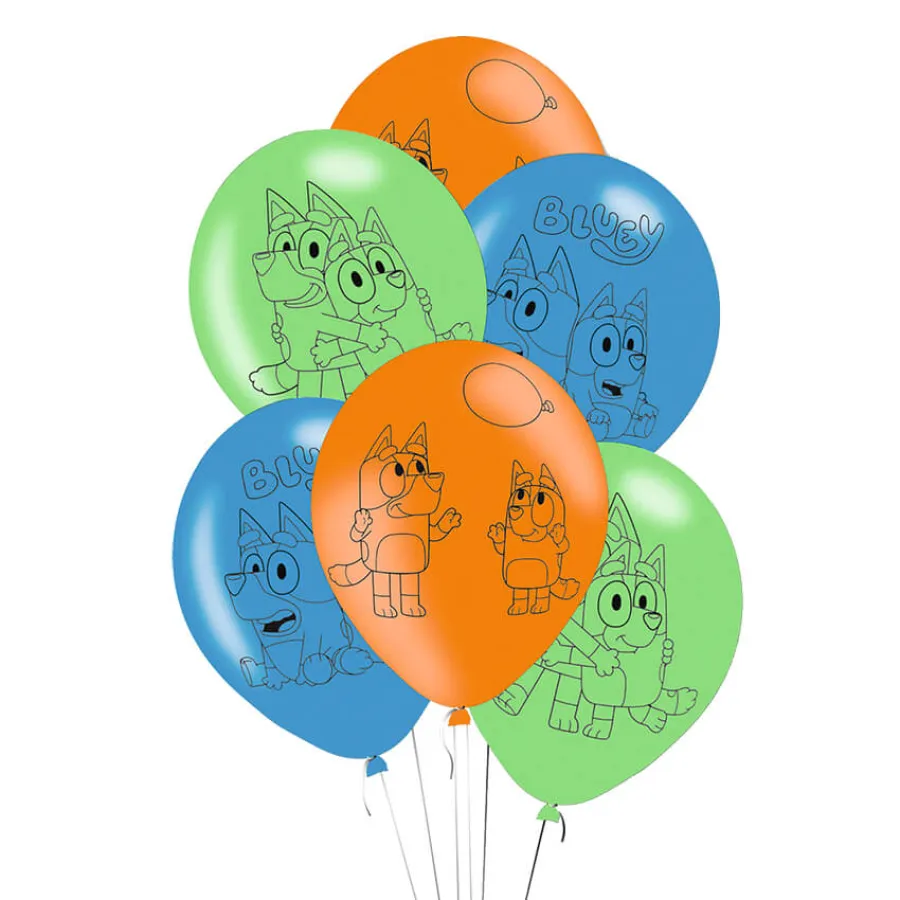 Μπαλόνια Bluey πράσινα, σιέλ & πορτοκαλί - 6τμχ.