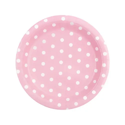 Χάρτινα πιάτα ροζ πουά - 6τμχ.