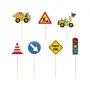 Διακόσμηση τούρτας Φανάρι, Οχήματα Εργοταξίου & Πινακίδες Σήμανσης - 7τμχ.