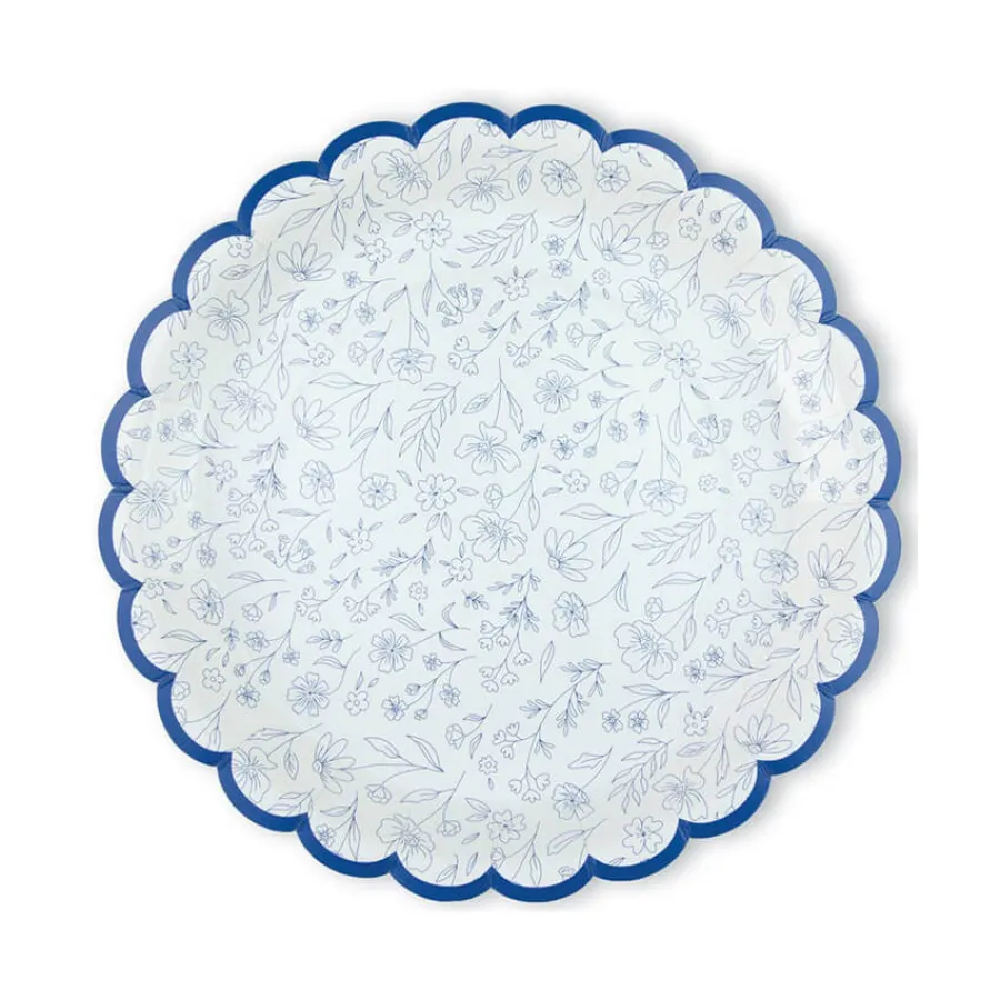 Χάρτινα πιάτα Μπλε Λουλουδάκια - 8τμχ.