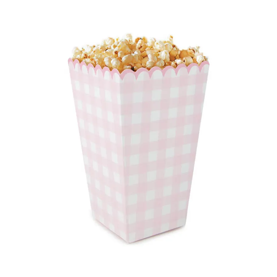 Κουτάκια για ποπ κορν καρό ροζ - 8τμχ. Κουτάκια για ποπ κορν καρό ροζ - 8τμχ.