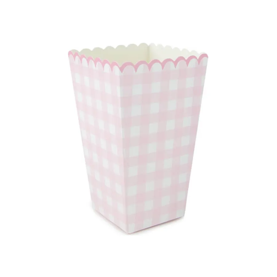 Κουτάκια για ποπ κορν καρό ροζ - 8τμχ. Κουτάκια για ποπ κορν καρό ροζ - 8τμχ.