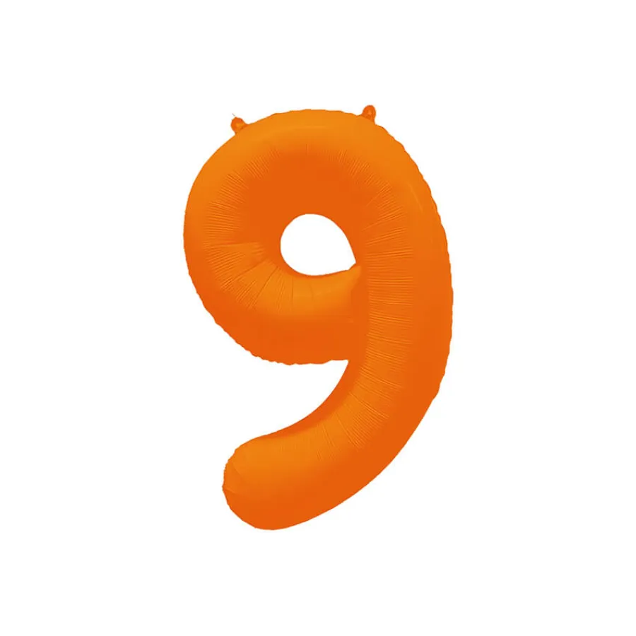 Μπαλόνι αριθμός 9 neon πορτοκαλί - 86εκ.