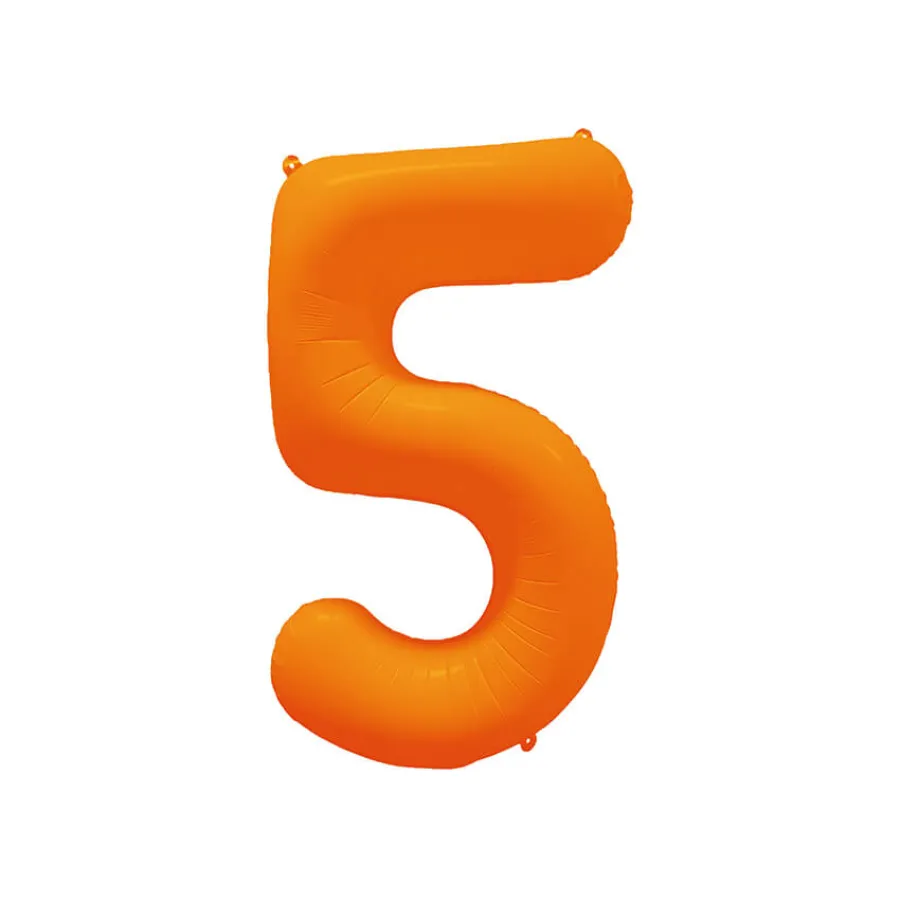 Μπαλόνι αριθμός 5 neon πορτοκαλί - 86εκ.