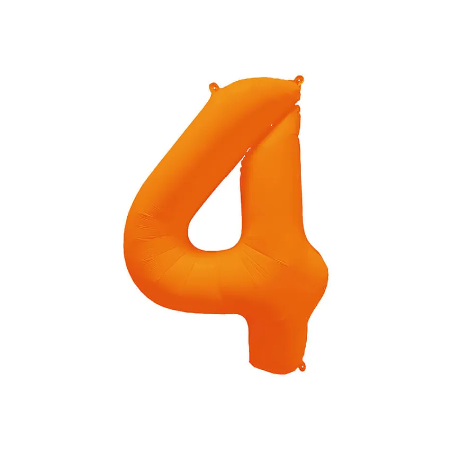 Μπαλόνι αριθμός 4 neon πορτοκαλί - 86εκ.