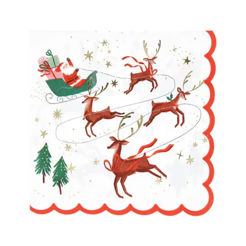 Χαρτοπετσέτες Άγιος Βασίλης στο Έλκηθρο - 16τμχ.