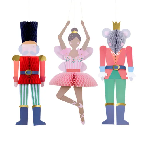Διακοσμητικά χάρτινα κρεμαστά Nutcracker Ballet - 3τμχ.