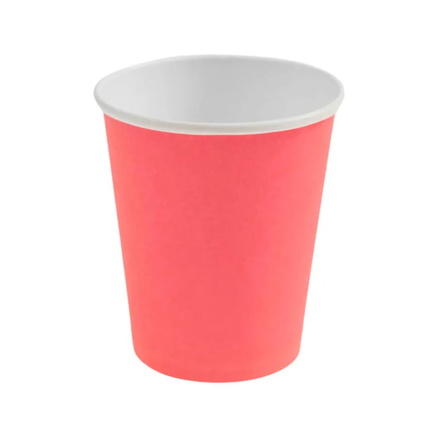 Χάρτινα ποτήρια neon κοραλί - 8τμχ.