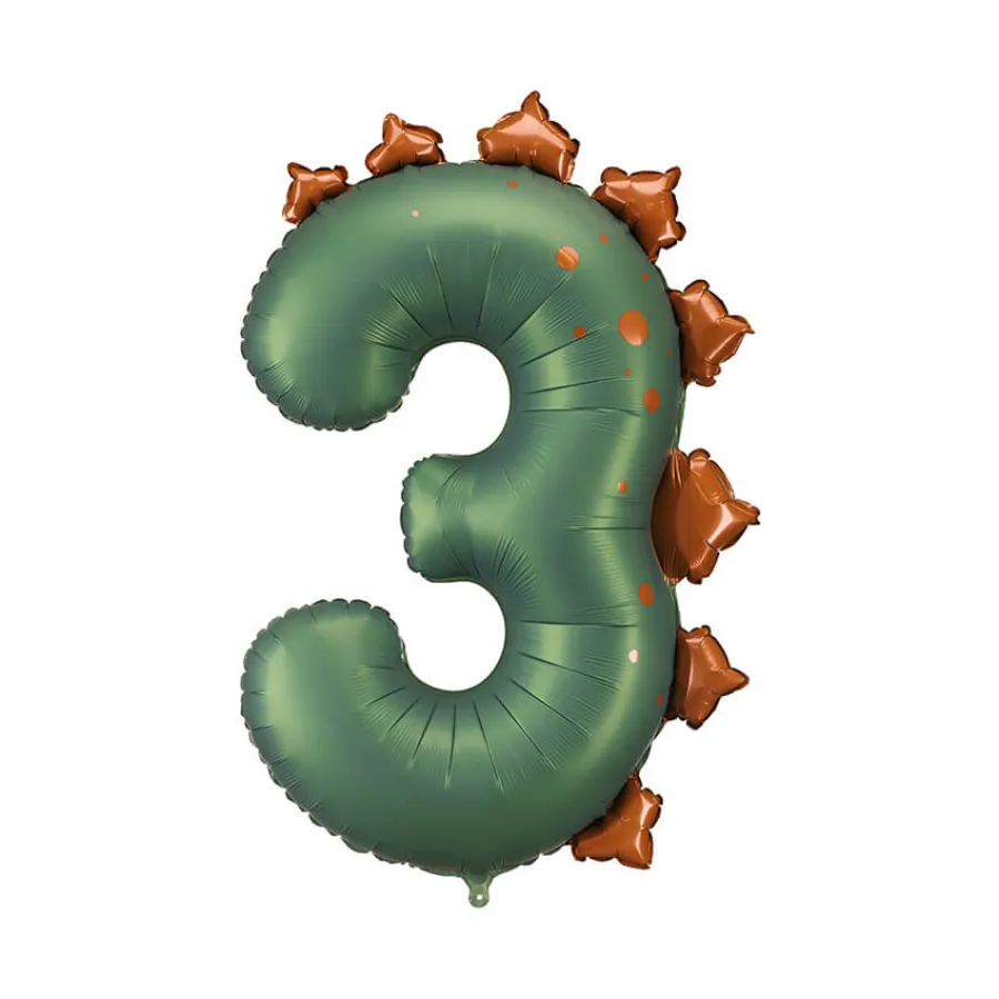 Μπαλόνι αριθμός 3 Δεινόσαυρος πράσινος - 92εκ.