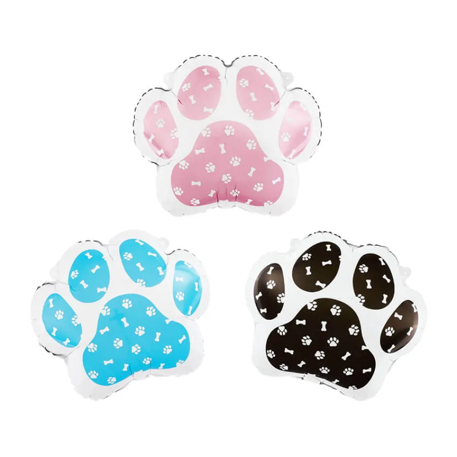 Μπαλόνια Πατουσάκια Σκύλου μαύρο, ροζ & σιέλ - 3τμχ.