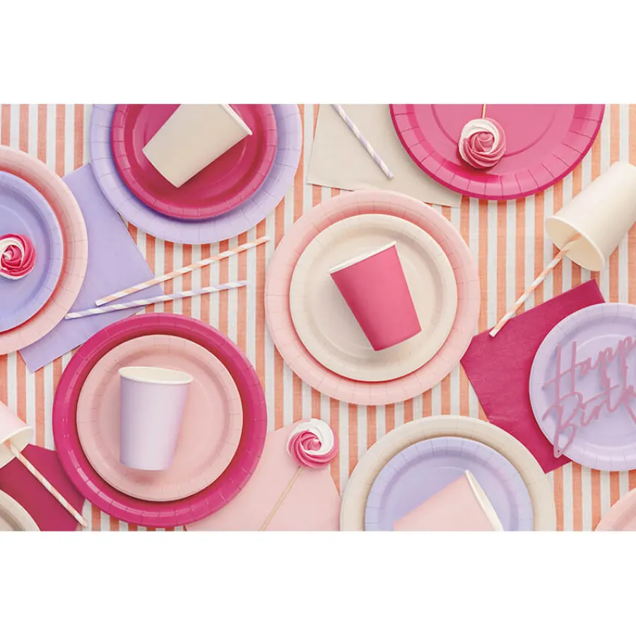 Χάρτινα πιάτα στρογγυλά φούξια - 6τμχ. Χάρτινα πιάτα στρογγυλά φούξια - 6τμχ.