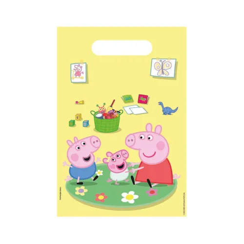 Σακουλάκια πλαστικά για δωράκια Πέππα, Τζορτζ & Ήβη - Peppa Pig - 6τμχ.