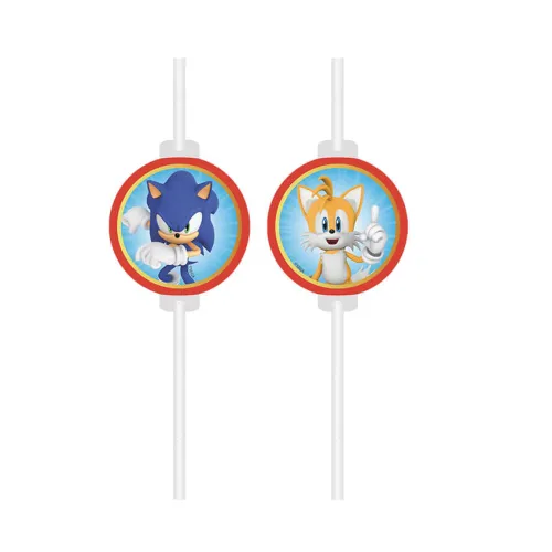 Χάρτινα καλαμάκια Sonic - 4τμχ.