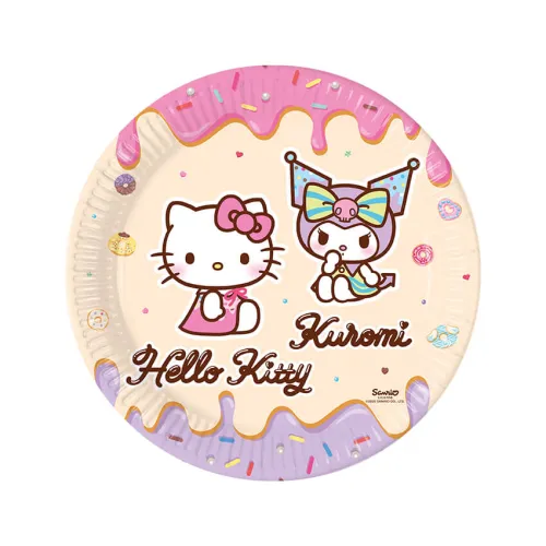 Χάρτινα πιάτα Hello Kitty & Kuromi - 8τμχ.