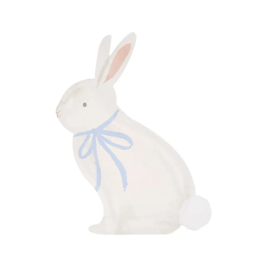 Χάρτινα πιάτα Κουνελάκι με σιέλ φιόγκο - 8τμχ.