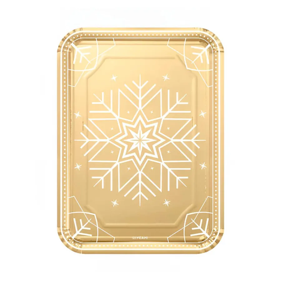 Πιατέλες χάρτινες χρυσές με Χιονονιφάδα - 2τμχ.