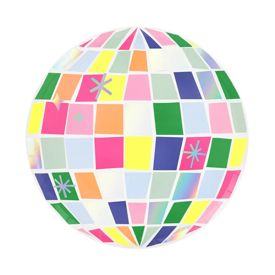 Χάρτινα πιάτα Disco Ball πολύχρωμα - 8τμχ.