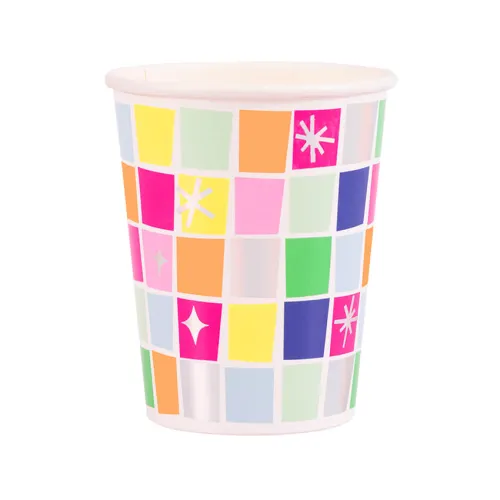 Χάρτινα ποτήρια Disco Ball πολύχρωμα - 8τμχ.