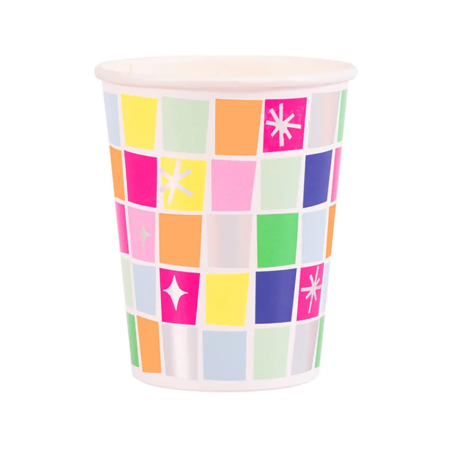 Χάρτινα ποτήρια Disco Ball πολύχρωμα - 8τμχ.