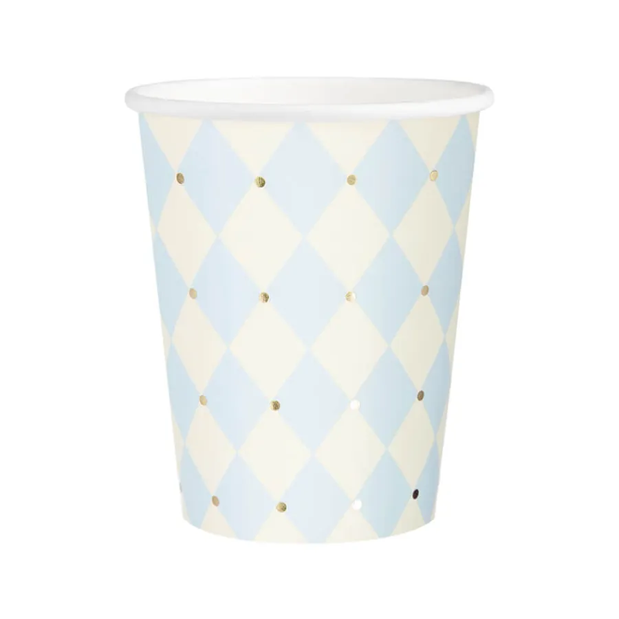 Χάρτινα ποτήρια με σιέλ ρόμβους - 6τμχ.