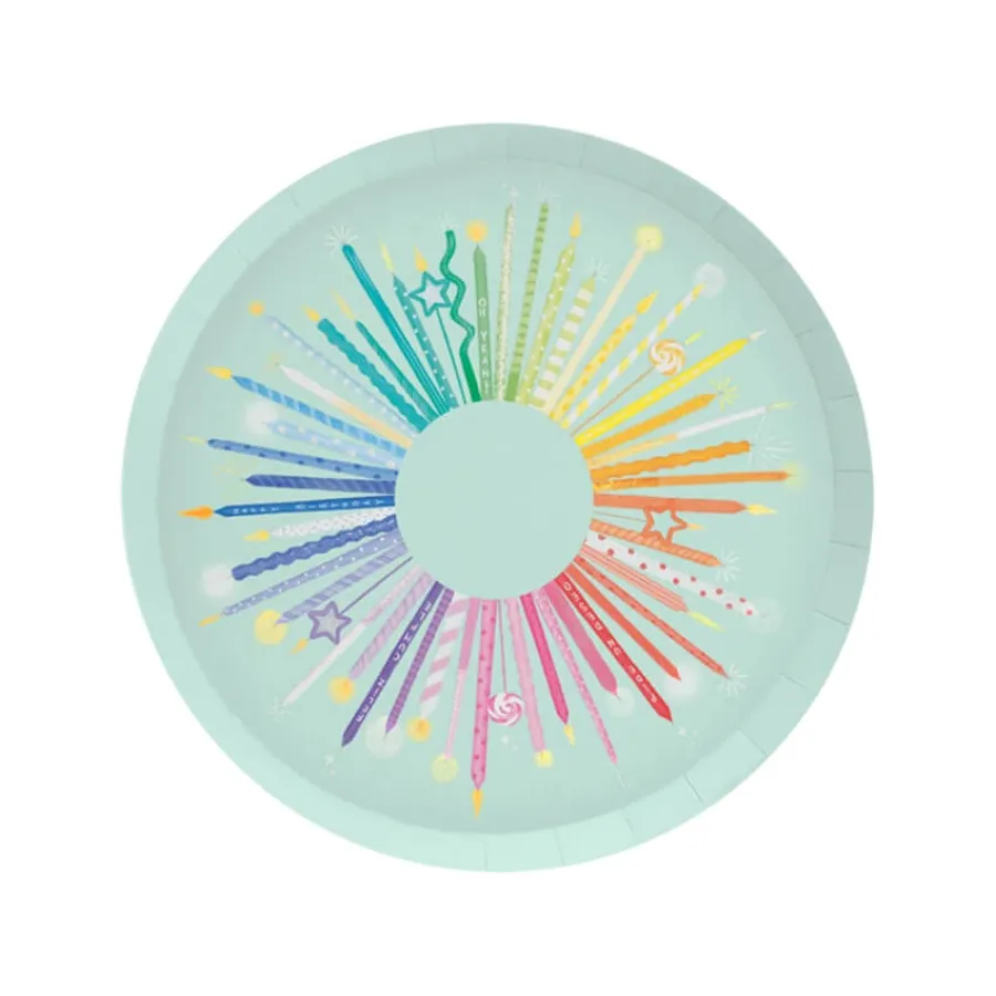 Χάρτινα πιάτα βεραμάν με κεράκια γενεθλίων - 6τμχ.