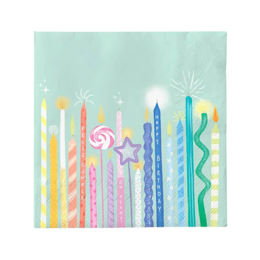 Χαρτοπετσέτες βεραμάν με κεράκια γενεθλίων - 20τμχ.